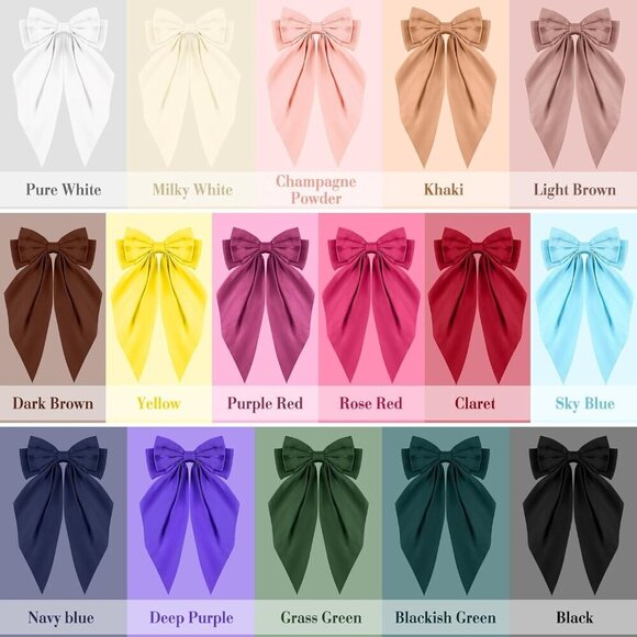 16 Pcs Satin Hair Bows Bulk Large Clips Women Gifts Accessories main image 3